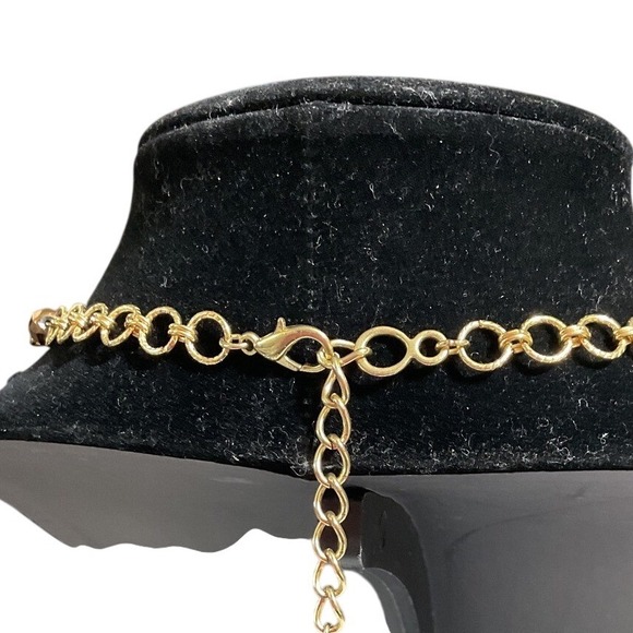 Coldwater Creek 20" Necklace Gold Tone Black Bronze Link Adjustable - Picture 3 of 4